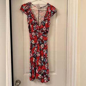 Free People Red and Pink Floral Midi Dress